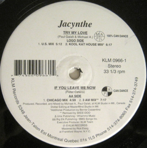 Jacynthe - Try My Love / If You Leave Me Now