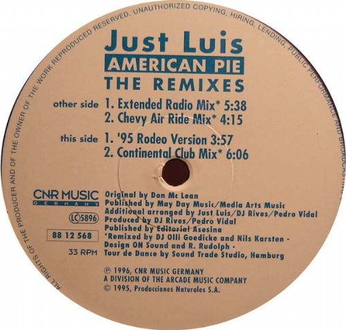 Just Luis - American Pie / The Remixes